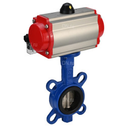 Затвор дисковый поворотный WBV1432E-2W-Fb-H Ду100 Ру16, корпус - чугун GGG50, диск - нержавеющая сталь 316L, уплотнение - EPDM, с пневмоприводом PA-DA-083 двойного действия, пневмораспределителем 4M310-08 DC24V