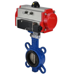 Затвор дисковый поворотный WBV1132N-2W-Fb-H Ду150 Ру16, корпус - чугун GG25, диск - нержавеющая сталь 316L, уплотнение - NBR, с пневмоприводом PA-DA-105 двойного действия, пневмораспределителем 4M310-08 AC220V