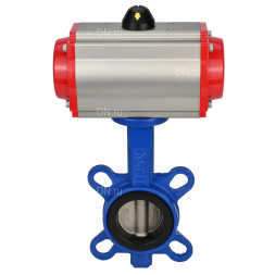 Затвор дисковый поворотный WBV1132N-2W-Fb-H Ду150 Ру16, корпус - чугун GG25, диск - нержавеющая сталь 316L, уплотнение - NBR, с пневмоприводом PA-DA-105 двойного действия, пневмораспределителем 4M310-08 AC220V