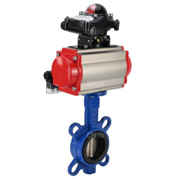 Затвор дисковый поворотный WBV1132N-2W-Fb-H Ду125 Ру16, корпус - чугун GG25, диск - нержавеющая сталь 316L, уплотнение - NBR, с пневмоприводом PA-DA-105 двойного действия, пневмораспределителем 4M310-08 DC24V, БКВ APL-210N