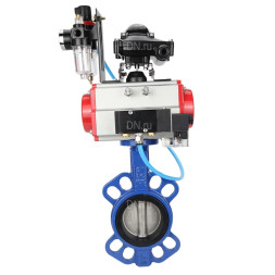 Затвор дисковый поворотный WBV1432E-2W-Fb-H Ду150 Ру16, корпус - чугун GGG50, диск - нержавеющая сталь 316L, уплотнение - EPDM, с пневмоприводом PA-DA-105, пневмораспределителем 4M310-08 AC220V, БКВ APL-210N, БПВ AFC2000