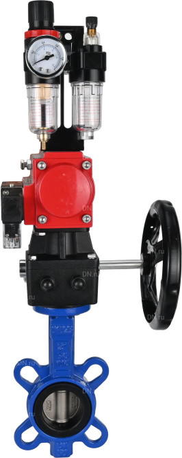 Затвор дисковый поворотный WBV1132N-2W-Fb-H Ду200 Ру16, корпус - чугун GG25, диск - нержавеющая сталь 316L, уплотнение - NBR, с пневмоприводом PA-DA-130, пневмораспределителем 4M310-08 AC220V, ручным дублером MON3-700-T38-ISO, БПВ AFC2000 в Алматы