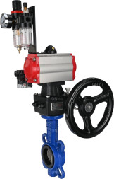 Затвор дисковый поворотный WBV1132N-2W-Fb-H Ду150 Ру16, корпус - чугун GG25, диск - нержавеющая сталь 316L, уплотнение - NBR, с пневмоприводом PA-DA-105, пневмораспределителем 4M310-08 DC24V, ручным дублером MON3-700-T38-ISO, БПВ AFC2000