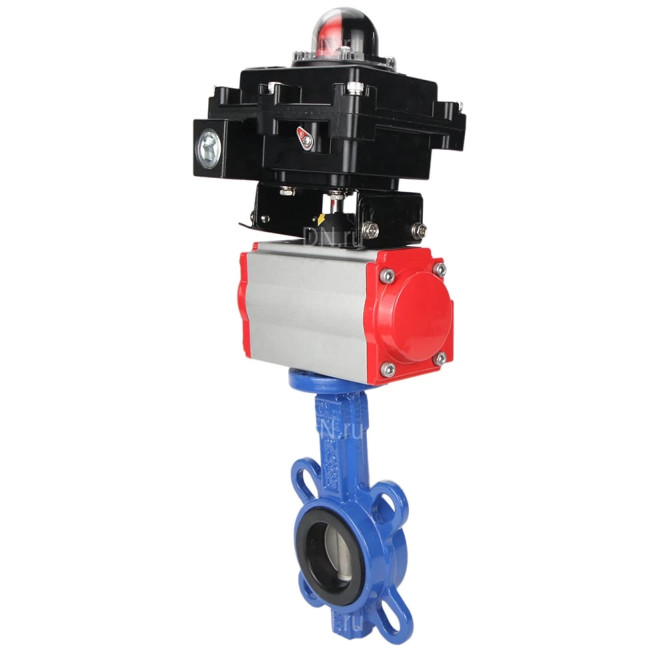 Затвор дисковый поворотный WBV1413E-2W-Fb-H Ду40 Ру16, корпус - чугун GGG50, диск - чугун GGG40, уплотнение - EPDM, с пневмоприводом PA-DA-052 двойного действия, пневмораспределителем 4M310-08 DC24V, БКВ APL-410N EX в Алматы