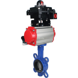 Затвор дисковый поворотный WBV1132N-2W-Fb-H Ду250 Ру16, корпус - чугун GG25, диск - нержавеющая сталь 316L, уплотнение - NBR, с пневмоприводом PA-SA-210 с возвратными пружинами, пневмораспределителем 4M310-08 AC220V, БКВ APL-410N EX