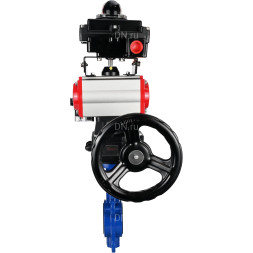 Затвор дисковый поворотный WBV1432E-2W-Fb-H Ду150 Ру16, корпус - чугун GGG50, диск - нержавеющая сталь 316L, уплотнение - EPDM, с пневмоприводом PA-DA-105, пневмораспределителем 4M310-08 DC24V, БКВ APL-410N EX, ручным дублером MON3-700-T38-ISO