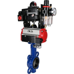 Затвор дисковый поворотный WBV1432E-2W-Fb-H Ду50 Ру16, корпус - чугун GGG50, диск - нержавеющая сталь 316L, уплотнение - EPDM, с пневмоприводом PA-SA-083 пневмораспределителем 4M310-08 AC220V, БКВ APL-410N EX, БПВ AFC2000