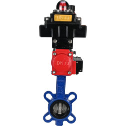 Затвор дисковый поворотный WBV1432E-2W-Fb-H Ду50 Ру16, корпус - чугун GGG50, диск - нержавеющая сталь 316L, уплотнение - EPDM, с пневмоприводом PA-SA-083 пневмораспределителем 4M310-08 AC220V, БКВ APL-410N EX, БПВ AFC2000