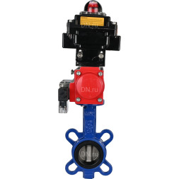 Затвор дисковый поворотный WBV1432E-2W-Fb-H Ду125 Ру16, корпус - чугун GGG50, диск - нержавеющая сталь 316L, уплотнение - EPDM, с пневмоприводом PA-DA-083 двойного действия, пневмораспределителем 4M310-08 AC220V, БКВ APL-410N EX