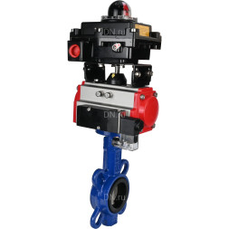 Затвор дисковый поворотный WBV1432E-2W-Fb-H Ду150 Ру16, корпус - чугун GGG50, диск - нержавеющая сталь 316L, уплотнение - EPDM, с пневмоприводом PA-DA-105 двойного действия, пневмораспределителем 4M310-08 DC24V, БКВ APL-410N EX