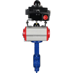 Затвор дисковый поворотный WBV1432E-2W-Fb-H Ду150 Ру16, корпус - чугун GGG50, диск - нержавеющая сталь 316L, уплотнение - EPDM, с пневмоприводом PA-DA-105 двойного действия, пневмораспределителем 4M310-08 DC24V, БКВ APL-410N EX