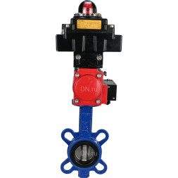 Затвор дисковый поворотный WBV1432E-2W-Fb-H Ду150 Ру16, корпус - чугун GGG50, диск - нержавеющая сталь 316L, уплотнение - EPDM, с пневмоприводом PA-DA-105 двойного действия, пневмораспределителем 4M310-08 DC24V, БКВ APL-410N EX
