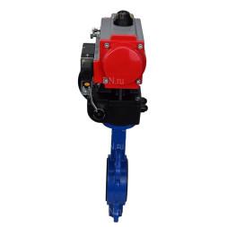 Затвор дисковый поворотный WBV1432N-2W-Fb-H Ду80 Ру16, корпус - чугун GGG50, диск - нержавеющая сталь 316L, уплотнение - NBR, с пневмоприводом PA-DA-083, пневмораспределителем 4M310-08 DC24V и ручным дублером MON2-450-T28-ISO