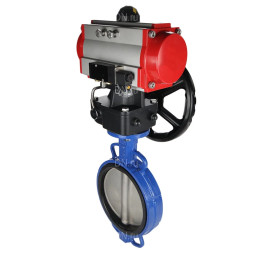 Затвор дисковый поворотный WBV1432N-2W-Fb-H Ду200 Ру16, корпус - чугун GGG50, диск - нержавеющая сталь 316L, уплотнение - NBR, с пневмоприводом PA-DA-130, пневмораспределителем 4M310-08 DC24V и ручным дублером MON3-700-T38-ISO