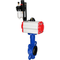 Затвор дисковый поворотный WBV1432N-2W-Fb-H Ду65 Ру16, корпус - чугун GGG50, диск - нержавеющая сталь 316L, уплотнение - NBR, с пневмоприводом PA-SA-105 с возвратными пружинами, пневмораспределителем 4M310-08 AC220V, БПВ AFC2000