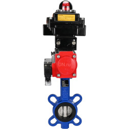 Затвор дисковый поворотный WBV1432N-2W-Fb-H Ду40 Ру16, корпус - чугун GGG50, диск - нержавеющая сталь 316L, уплотнение - NBR, с пневмоприводом PA-DA-052 двойного действия, пневмораспределителем 4M310-08 DC24V, БКВ APL-410N EX