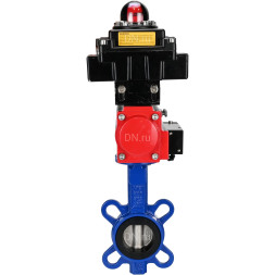 Затвор дисковый поворотный WBV1432N-2W-Fb-H Ду50 Ру16, корпус - чугун GGG50, диск - нержавеющая сталь 316L, уплотнение - NBR, с пневмоприводом PA-SA-083 с возвратными пружинами, пневмораспределителем 4M310-08 DC24V, БКВ APL-410N EX