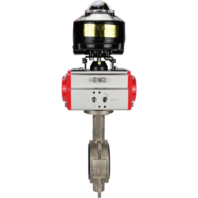 Затвор дисковый поворотный WBV3232E-2W-Fb-H Ду125 Ру16, корпус - нержавеющая сталь 316L, диск - нержавеющая сталь 316L, уплотнение - EPDM, с пневмоприводом PA-SA-130 с возвратными пружинами, с БКВ APL-510N EX в Алматы