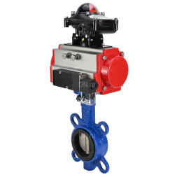 Затвор дисковый поворотный WBV3432V-2W-Fb-H Ду150 Ру16, корпус - углеродистая сталь WCB, диск - нержавеющая сталь 316L, уплотнение - Viton, с пневмоприводом PA-DA-105 двойного действия, с пневмораспределителем 4V320-10 AC220V, с БКВ APL-210N