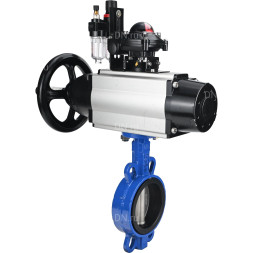 Затвор дисковый поворотный WBV1132N-2W-Fb-H Ду150 Ру16, корпус - чугун GG25, диск - нержавеющая сталь 316L, уплотнение - NBR, с пневмоприводом PA-DA-105-1, пневмораспределителем 4M310-08 DC24V, БКВ APL-210N, БПВ AFC2000