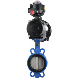 Затвор дисковый поворотный WBV1132N-2W-Fb-H Ду125 Ру16, корпус - чугун GG25, диск - нержавеющая сталь 316L, уплотнение - NBR, с пневмоприводом PA-DA-105-1 двойного действия, пневмораспределителем 4M310-08 AC220V, БКВ APL-510N-EX