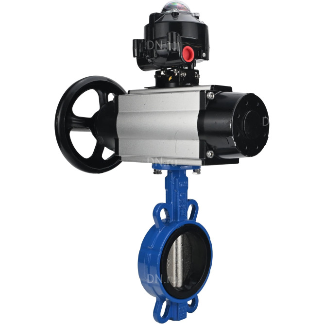 Затвор дисковый поворотный WBV1413E-2W-Fb-H Ду150 Ру16, корпус - чугун GGG50, диск - чугун GGG40, уплотнение - EPDM, с пневмоприводом PA-DA-105-1 двойного действия, пневмораспределителем 4M310-08 AC220V, БКВ APL-510N-EX в Алматы