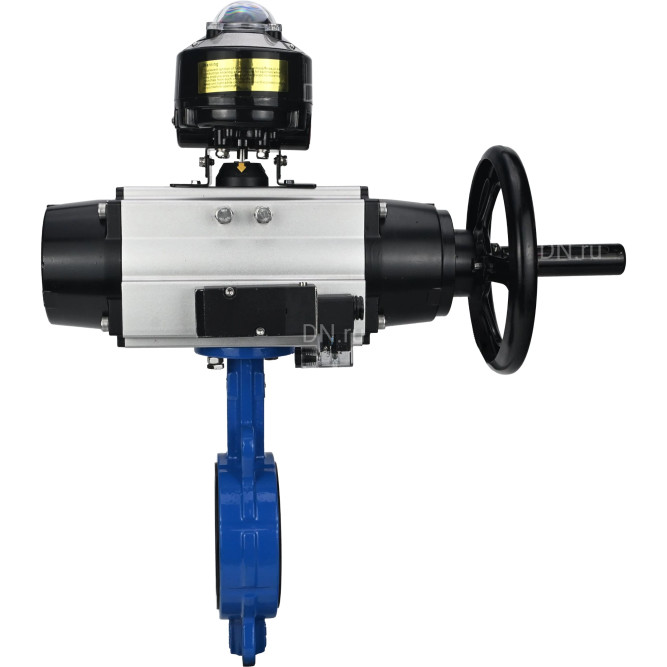 Затвор дисковый поворотный WBV1413E-2W-Fb-H Ду150 Ру16, корпус - чугун GGG50, диск - чугун GGG40, уплотнение - EPDM, с пневмоприводом PA-DA-105-1 двойного действия, пневмораспределителем 4M310-08 AC220V, БКВ APL-510N-EX в Алматы