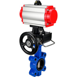 Затвор дисковый поворотный WBV1616E-2W-Fb-H Ду100 Ру16 LUG корпус - чугун QT450, диск - чугун QT450, уплотнение - EPDM, с пневмоприводом PA-DA-083, пневмораспределителем 4M310-08 DC24V и дублером MON2-450-T28-ISO