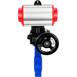 Затвор дисковый поворотный WBV1616E-2W-Fb-H Ду125 Ру16 LUG корпус - чугун QT450, диск - чугун QT450, уплотнение - EPDM, с пневмоприводом PA-DA-105, пневмораспределителем 4M310-08 DC24V и дублером MON3-700-T38-ISO