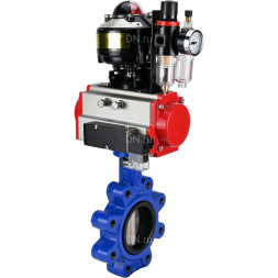 Затвор дисковый поворотный WBV1631N-2W-Fb-H Ду125 Ру16 LUG корпус - чугун QT450, диск - нержавеющая сталь 304, уплотнение - NBR, с пневмоприводом PA-DA-105, пневмораспределителем 4M310-08 DC24V, БКВ APL-510N EX и БПВ AFC2000
