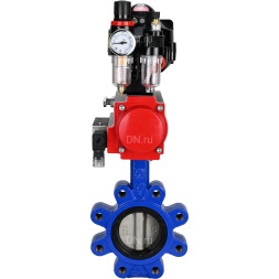 Затвор дисковый поворотный WBV1631N-2W-Fb-H Ду125 Ру16 LUG корпус - чугун QT450, диск - нержавеющая сталь 304, уплотнение - NBR, с пневмоприводом PA-DA-105, пневмораспределителем 4M310-08 DC24V, БКВ APL-510N EX и БПВ AFC2000