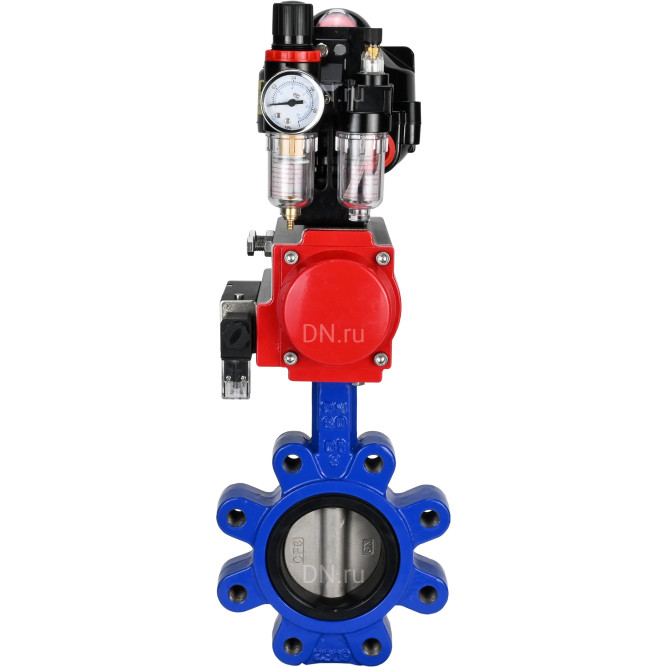 Затвор дисковый поворотный WBV1631N-2W-Fb-H Ду125 Ру16 LUG корпус - чугун QT450, диск - нержавеющая сталь 304, уплотнение - NBR, с пневмоприводом PA-DA-105, пневмораспределителем 4M310-08 DC24V, БКВ APL-510N EX и БПВ AFC2000 в Алматы