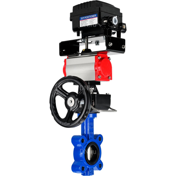 Затвор дисковый поворотный WBV1616E-2W-Fb-H Ду125 Ру16 LUG корпус - чугун QT450, диск - чугун QT450, уплотнение - EPDM, с пневмоприводом PA-DA-105, редуктором MON3-700-T38-ISO и позиционером YT-1000RSN без обратной связи в Алматы
