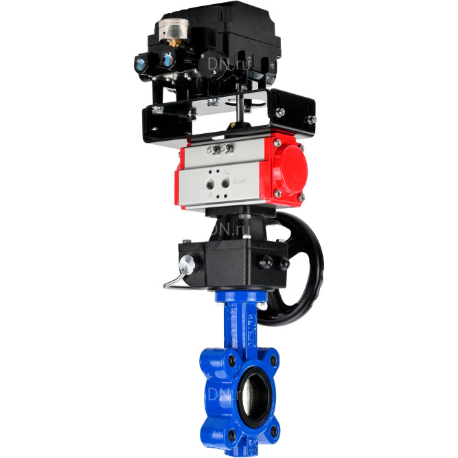 Затвор дисковый поворотный WBV1616E-2W-Fb-H Ду125 Ру16 LUG корпус - чугун QT450, диск - чугун QT450, уплотнение - EPDM, с пневмоприводом PA-DA-105, редуктором MON3-700-T38-ISO и позиционером YT-1000RSN без обратной связи в Алматы