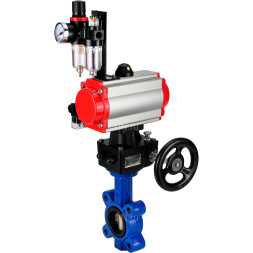 Затвор дисковый поворотный WBV1616E-2W-Fb-H Ду100 Ру16 LUG корпус - чугун QT450, диск - чугун QT450, уплотнение - EPDM, с пневмоприводом PA-DA-083, пневмораспределителем 4M310-08 DC24V, дублером MON2-450-T28-ISO и БПВ AFC2000