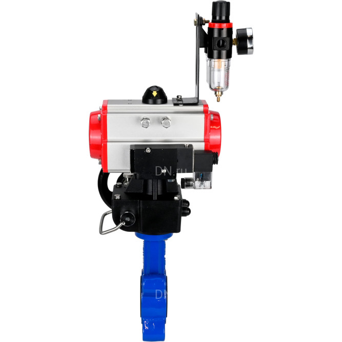Затвор дисковый поворотный WBV1616E-2W-Fb-H Ду100 Ру16 LUG корпус - чугун QT450, диск - чугун QT450, уплотнение - EPDM, с пневмоприводом PA-DA-083, пневмораспределителем 4M310-08 DC24V, дублером MON2-450-T28-ISO и БПВ AFC2000 в Алматы