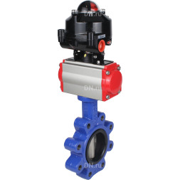 Затвор дисковый поворотный WBV1631E-2W-Fb-H Ду150 Ру16 LUG корпус - чугун QT450, диск - нержавеющая сталь 304, уплотнение - EPDM, с пневмоприводом PA-DA-105, пневмораспределителем 4M310-08 AC220V и БКВ APL-510N EX