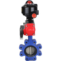 Затвор дисковый поворотный WBV1631E-2W-Fb-H Ду150 Ру16 LUG корпус - чугун QT450, диск - нержавеющая сталь 304, уплотнение - EPDM, с пневмоприводом PA-DA-105, пневмораспределителем 4M310-08 AC220V и БКВ APL-510N EX