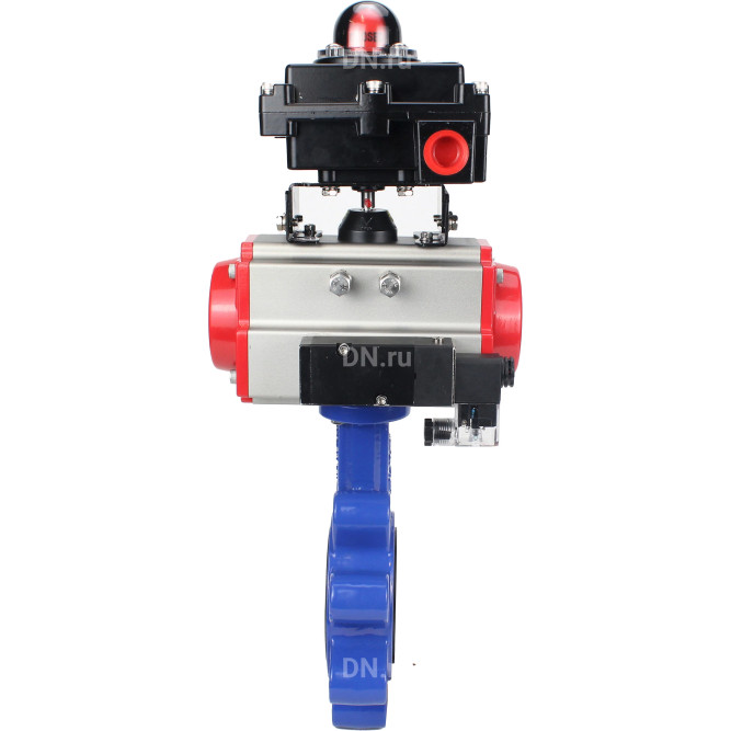 Затвор дисковый поворотный WBV1631E-2W-Fb-H Ду100 Ру16 LUG корпус - чугун QT450, диск - нержавеющая сталь 304, уплотнение - EPDM, с пневмоприводом PA-DA-083, пневмораспределителем 4M310-08 DC24V и БКВ APL-410N EX в Алматы