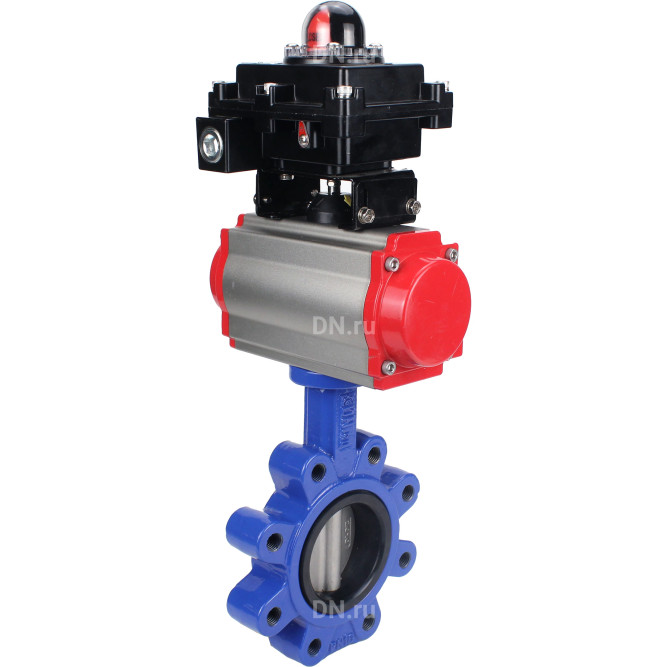 Затвор дисковый поворотный WBV1631E-2W-Fb-H Ду100 Ру16 LUG корпус - чугун QT450, диск - нержавеющая сталь 304, уплотнение - EPDM, с пневмоприводом PA-DA-083, пневмораспределителем 4M310-08 DC24V и БКВ APL-410N EX в Алматы