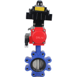 Затвор дисковый поворотный WBV1631N-2W-Fb-H Ду125 Ру16 LUG корпус - чугун QT450, диск - нержавеющая сталь 304, уплотнение - NBR, с пневмоприводом PA-DA-105, пневмораспределителем 4M310-08 DC24V и БКВ APL-410N EX