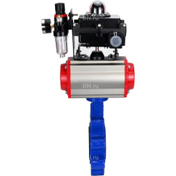 Затвор дисковый поворотный WBV1616N-2W-Fb-H Ду125 Ру16 LUG корпус - чугун QT450, диск - чугун QT450, уплотнение - NBR, с пневмоприводом PA-DA-105, пневмораспределителем 4M310-08 DC24V, БКВ APL-410N EX и БПВ AFC2000