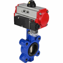 Затвор дисковый поворотный WBV1616N-2W-Fb-H Ду50 Ру16 LUG корпус - чугун QT450, диск - чугун QT450, уплотнение - NBR, с пневмоприводом PA-SA-083 и пневмораспределителем 4M310-08 DC24V