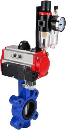 Затвор дисковый поворотный WBV1631N-2W-Fb-H Ду80 Ру16 LUG корпус - чугун QT450, диск - нержавеющая сталь 304, уплотнение - NBR, с пневмоприводом PA-SA-105, пневмораспределителем 4M310-08 AC220V и БПВ AFC2000