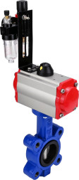 Затвор дисковый поворотный WBV1631N-2W-Fb-H Ду80 Ру16 LUG корпус - чугун QT450, диск - нержавеющая сталь 304, уплотнение - NBR, с пневмоприводом PA-SA-105, пневмораспределителем 4M310-08 AC220V и БПВ AFC2000