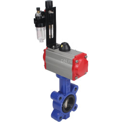 Затвор дисковый поворотный WBV1616N-2W-Fb-H Ду65 Ру16 LUG корпус - чугун QT450, диск - чугун QT450, уплотнение - NBR, с пневмоприводом PA-SA-105, пневмораспределителем 4M310-08 DC24V и БПВ AFC2000