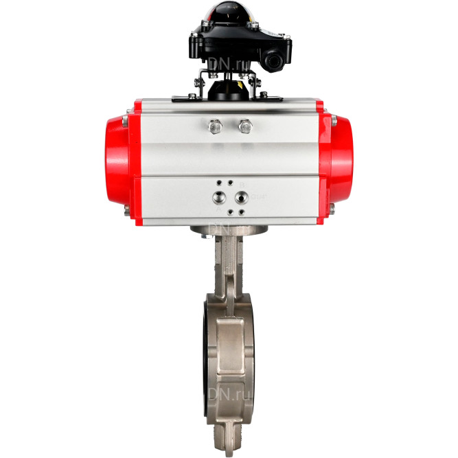Затвор дисковый поворотный WBV3131N-2W-Fb-H Ду100 Ру16, корпус - нержавеющая сталь 304, диск - нержавеющая сталь 304, уплотнение - NBR, с пневмоприводом PA-SA-130 и БКВ APL-210N в Алматы