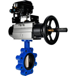 Затвор дисковый поворотный WBV1616E-2W-Fb-H Ду150 Ру16 LUG корпус - чугун QT450, диск - чугун QT450, уплотнение - EPDM, с пневмоприводом PA-DA-105-1 и позиционером YT-1000RSN без обратной связи