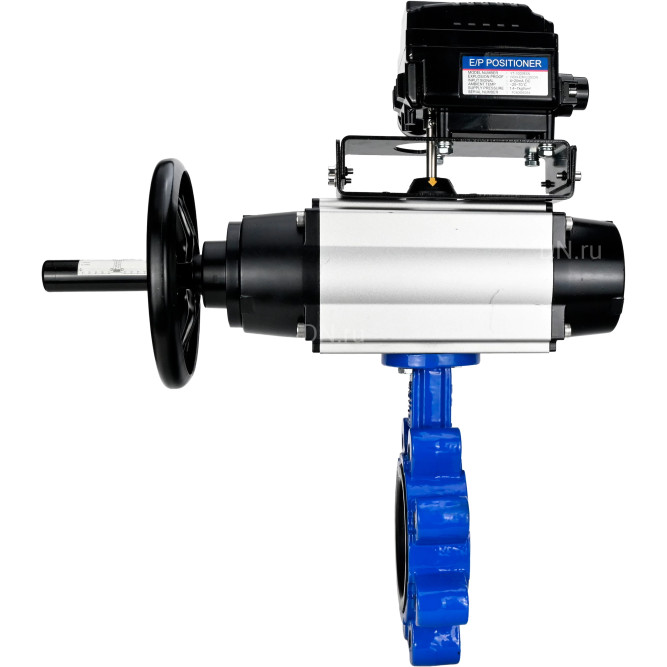 Затвор дисковый поворотный WBV1616E-2W-Fb-H Ду150 Ру16 LUG корпус - чугун QT450, диск - чугун QT450, уплотнение - EPDM, с пневмоприводом PA-DA-105-1 и позиционером YT-1000RSN без обратной связи в Алматы