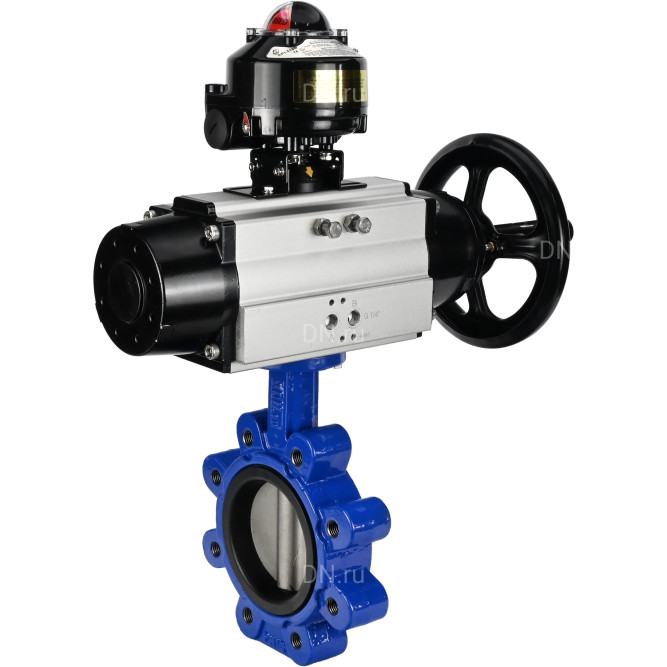 Затвор дисковый поворотный WBV1631E-2W-Fb-H Ду150 Ру16 LUG корпус - чугун QT450, диск - нержавеющая сталь 304, уплотнение - EPDM, с пневмоприводом PA-DA-105-1 и БКВ APL-510N EX в Алматы